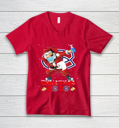 Montreal Canadiens Funny Santa Claus Dabbing Christmas 2020 NHL V-Neck T-Shirt 6