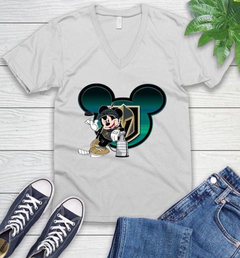 NHL Vegas Golden Knights Stanley Cup Mickey Mouse Disney Hockey T Shirt V-Neck T-Shirt