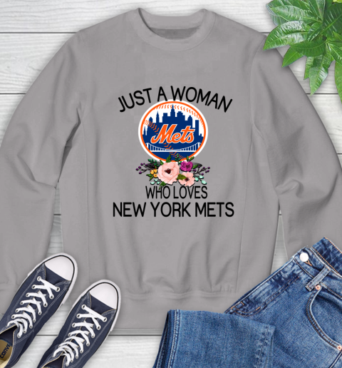MLB Just A Woman Who Loves New York Mets Baseball Sports Sweatshirt 3