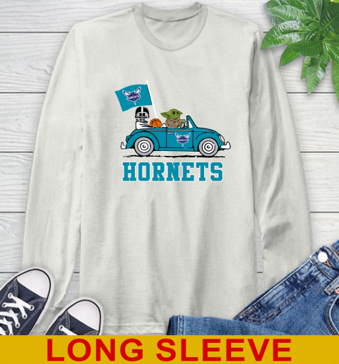 NBA Basketball Charlotte Hornets Darth Vader Baby Yoda Driving Star Wars Shirt Long Sleeve T-Shirt 12