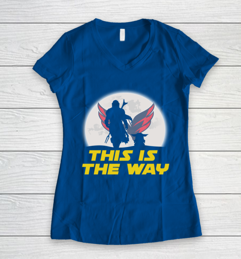 Washington Capitals NHL Ice Hockey Star Wars Yoda And Mandalorian This Is The Way Women's V-Neck T-Shirt 7