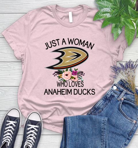 NHL Just A Woman Who Loves Anaheim Ducks Hockey Sports Women's T-Shirt 8