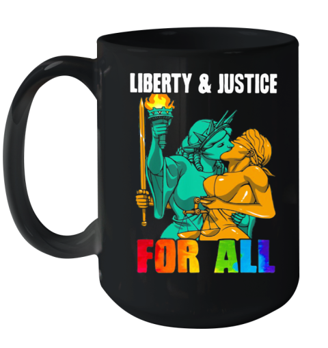 Liberty And Justice For All Lgbt Ceramic Mug 15oz