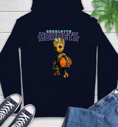 Charlotte Hornets NBA Basketball Groot Marvel Guardians Of The Galaxy Hoodie 4