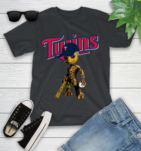 MLB Minnesota Twins Groot Guardians Of The Galaxy Baseball Youth T-Shirt 2