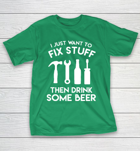 Grandpa Funny Gift Apparel  Fix Stuff And Drink Beer Grandpa Dad Handy Man T-Shirt 15