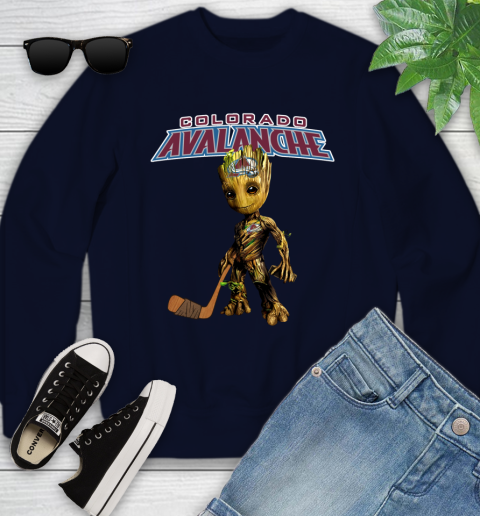 Colorado Avalanche NHL Hockey Groot Marvel Guardians Of The Galaxy Youth Sweatshirt 3