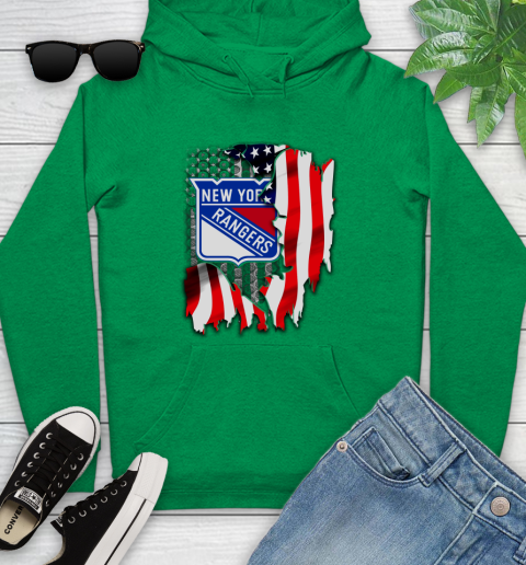 New York Rangers NHL Hockey American Flag Youth Hoodie 9