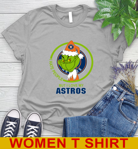Houston Astros MLB Christmas Grinch I Hate People But I Love My Favorite Baseball Team Women's T-Shirt 5