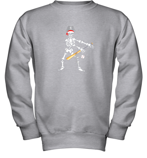 lolx skeleton pirate floss dance with baseball shirt halloween youth sweatshirt 47 front sport grey