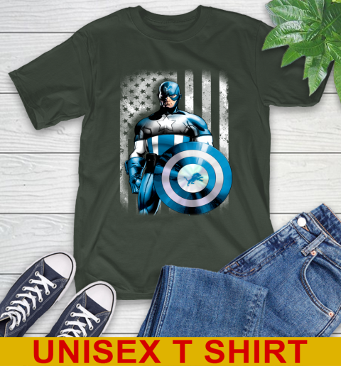 Detroit Lions NFL Football Captain America Marvel Avengers American Flag Shirt T-Shirt 6