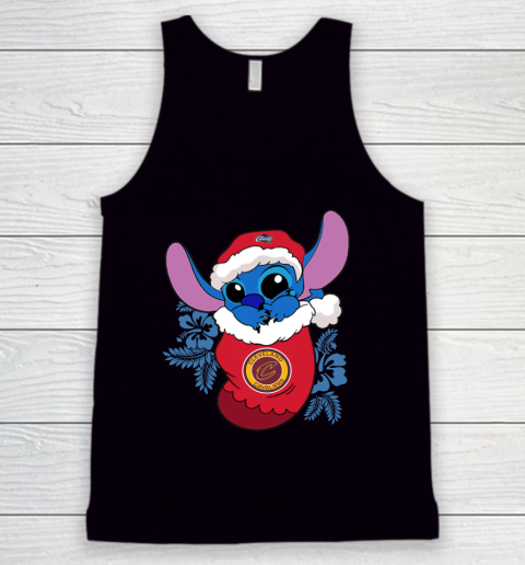 Cleveland Cavaliers Christmas Stitch In The Sock Funny Disney NBA Tank Top