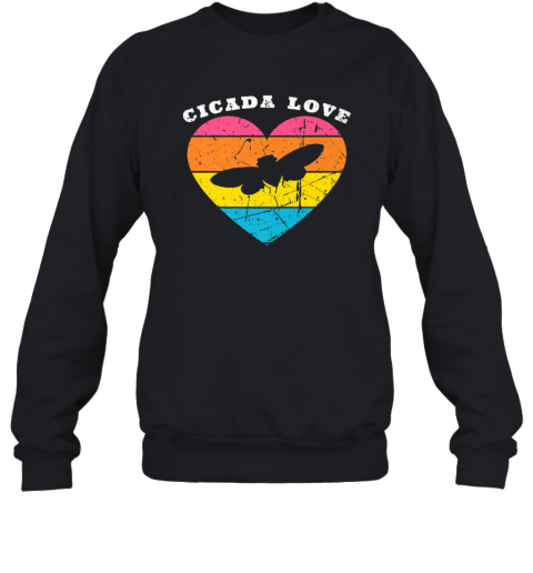 Vintage Cicada Love Retro Summer Sunset Heart Sweatshirt