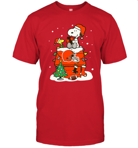 A Happy Christmas With Cleveland Browns Snoopy Unisex Jersey Tee