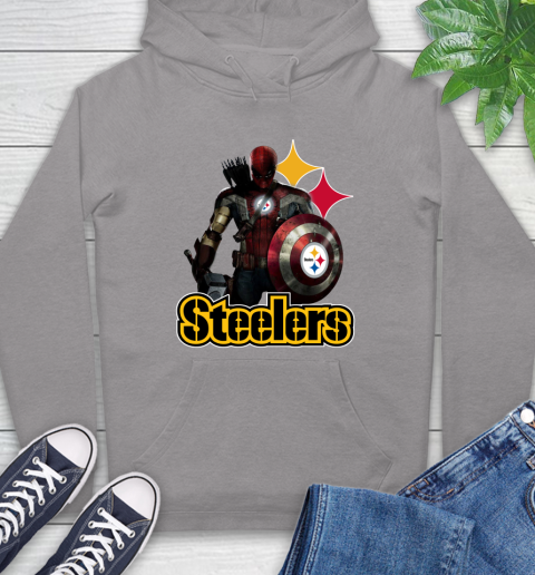NFL Captain America Thor Spider Man Hawkeye Avengers Endgame Football Pittsburgh Steelers Hoodie 6