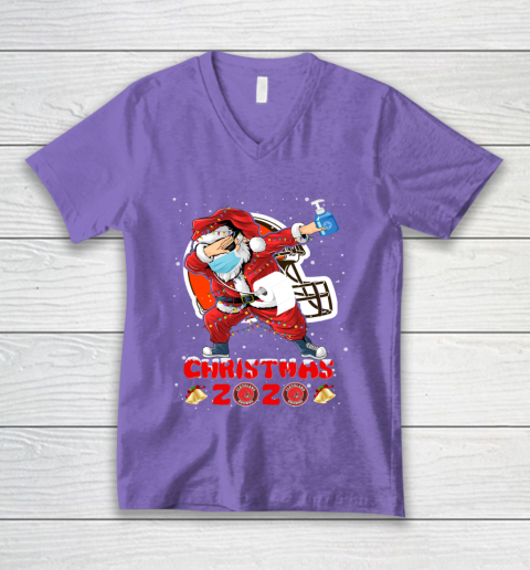 Cleveland Browns Funny Santa Claus Dabbing Christmas 2020 NFL V-Neck T-Shirt 8