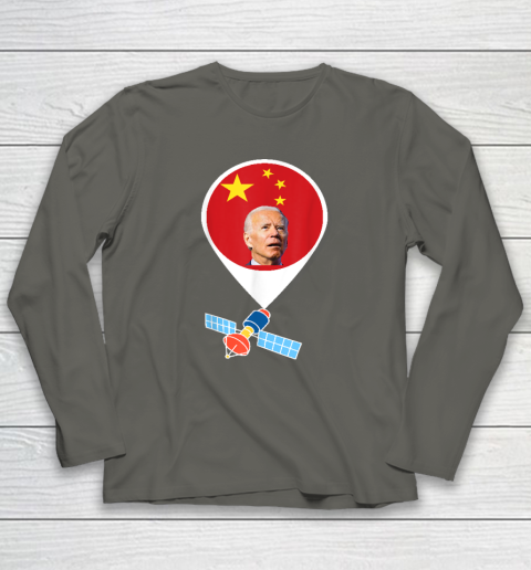 Chinese Spy Balloon Funny Surveillance Joe Biden China Flag Long Sleeve T-Shirt 4