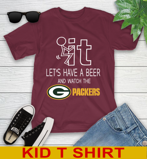 Green Bay Packers Football NFL Let's Have A Beer And Watch Your Team Sports Youth T-Shirt 5