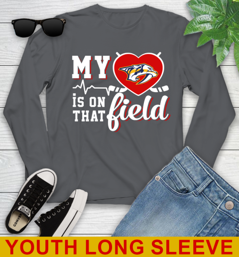 NHL My Heart Is On That Field Hockey Sports Nashville Predators Youth Long Sleeve 9