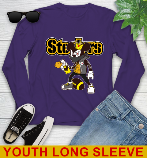 Pittsburgh Steelers NFL Football Mickey Peace Sign Sports Youth Long Sleeve 6 Pittsburgh Steelers NFL Football Mickey Peace Sign Sports Youth Long Sleeve - Image 6