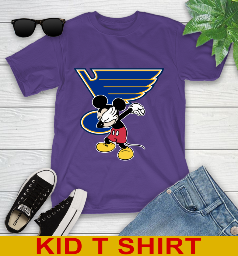 St.Louis Blues NHL Hockey Dabbing Mickey Disney Sports Youth T-Shirt 4