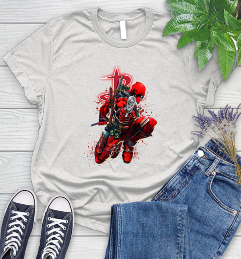 NBA Deadpool Marvel Comics Sports Basketball Houston Rockets Women's T-Shirt