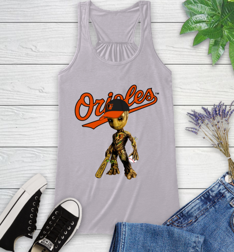 MLB Baltimore Orioles Groot Guardians Of The Galaxy Baseball Racerback Tank 5