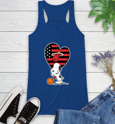 Miami Heat NBA Basketball The Peanuts Movie Adorable Snoopy Racerback Tank 9