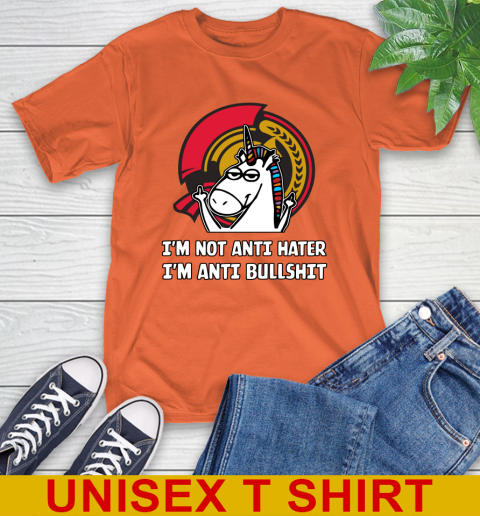 Ottawa Senators NHL Hockey Unicorn I'm Not Anti Hater I'm Anti Bullshit T-Shirt 5