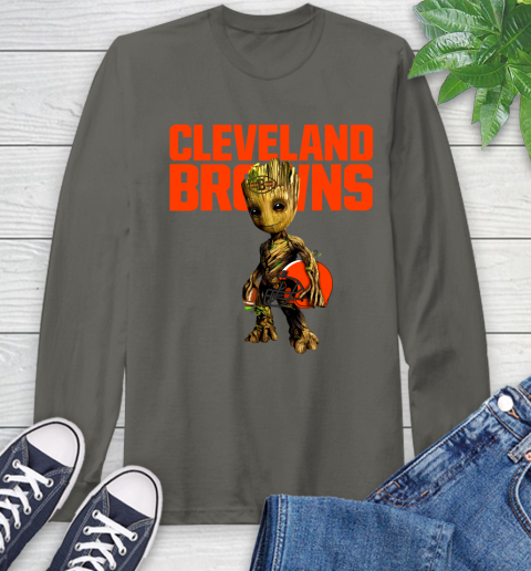 Cleveland Browns NFL Football Groot Marvel Guardians Of The Galaxy Long Sleeve T-Shirt 8