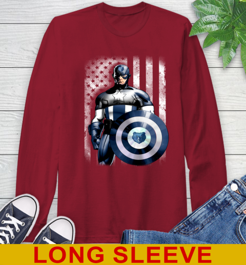 Memphis Grizzlies NBA Basketball Captain America Marvel Avengers American Flag Shirt Long Sleeve T-Shirt 9
