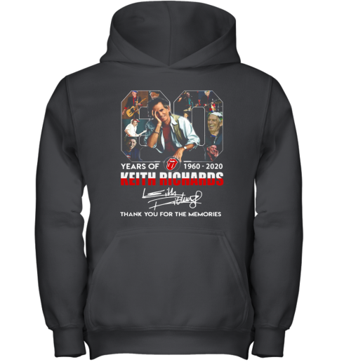80 Years Of 1960 2020 The Rolling Stones Keith Richard Thank You For The Memories Signatures Youth Hoodie