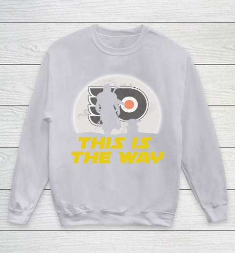 Philadelphia Flyers NHL Ice Hockey Star Wars Yoda And Mandalorian This Is The Way Youth Sweatshirt 4 Philadelphia Flyers NHL Ice Hockey Star Wars Yoda And Mandalorian This Is The Way Youth Sweatshirt - Image 4
