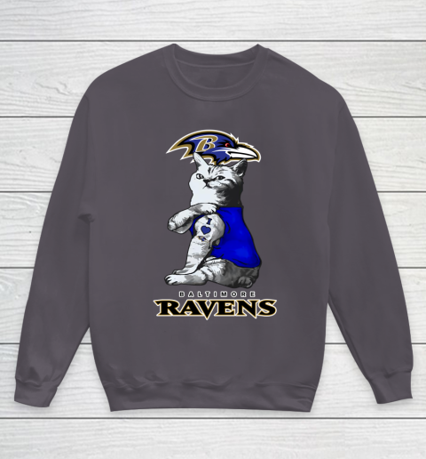 NFL Football My Cat Loves Baltimore Ravens Youth Sweatshirt 5