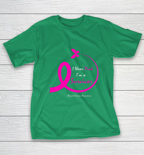 Womens Butterfly I Wear Pink I m A Survivor Breast Cancer Awareness T-Shirt 5