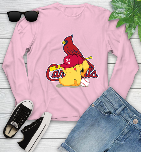 MLB Pikachu Baseball Sports St.Louis Cardinals Youth Long Sleeve 10