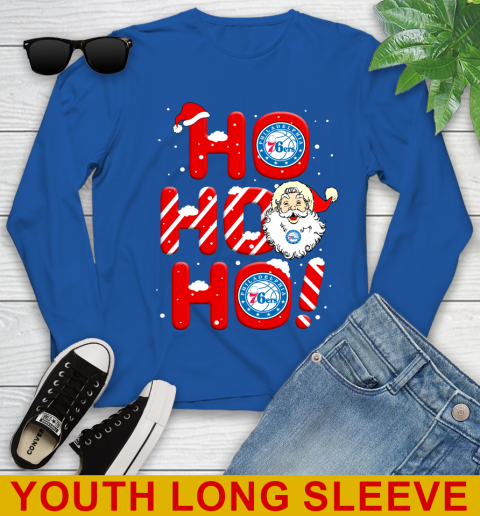 Philadelphia 76ers NBA Basketball Ho Ho Ho Santa Claus Merry Christmas Shirt Youth Long Sleeve 10