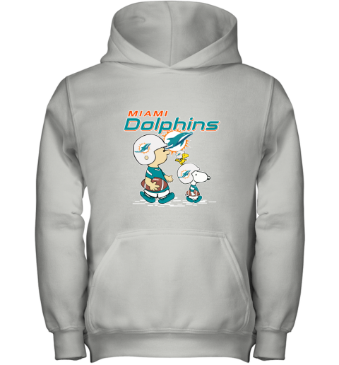 Miami Dolphins Let's Play Football Together Snoopy NFL Youth Hoodie