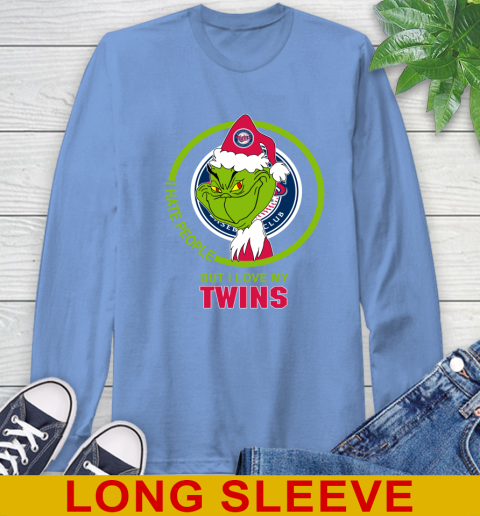 Minnesota Twins MLB Christmas Grinch I Hate People But I Love My Favorite Baseball Team Long Sleeve T-Shirt 11