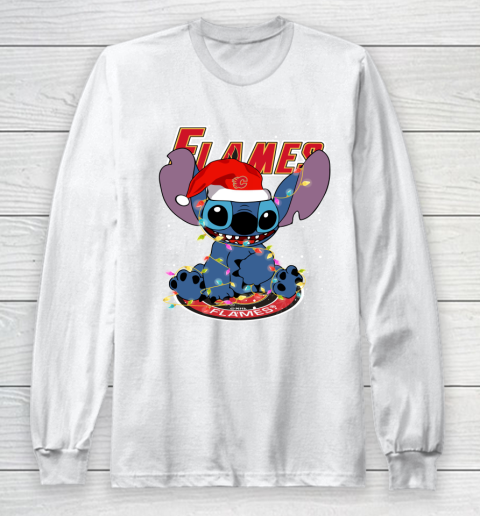Calgary Flames NHL Hockey noel stitch Christmas Long Sleeve T-Shirt