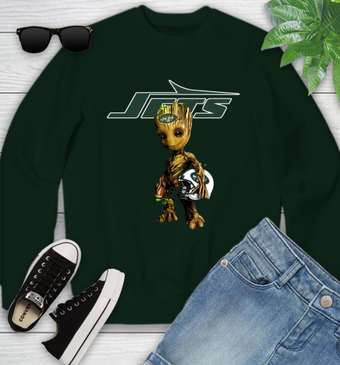 New York Jets NFL Football Groot Marvel Guardians Of The Galaxy Youth Sweatshirt 10
