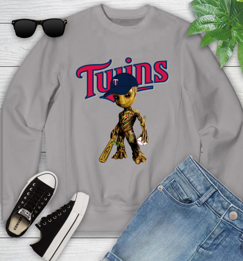 MLB Minnesota Twins Groot Guardians Of The Galaxy Baseball Youth Sweatshirt 4
