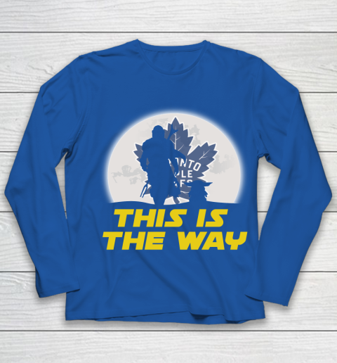 Toronto Maple Leafs NHL Ice Hockey Star Wars Yoda And Mandalorian This Is The Way Youth Long Sleeve 7