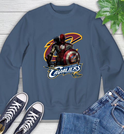 Cleveland Cavaliers NBA Basketball Captain America Thor Spider Man Hawkeye Avengers Sweatshirt 7
