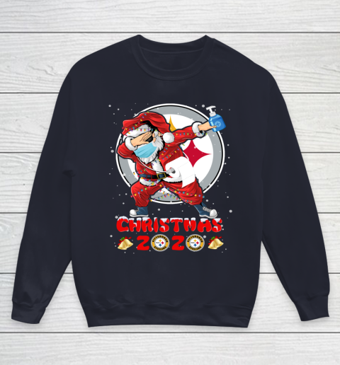 Pittsburgh Steelers Funny Santa Claus Dabbing Christmas 2020 NFL Youth Sweatshirt 2
