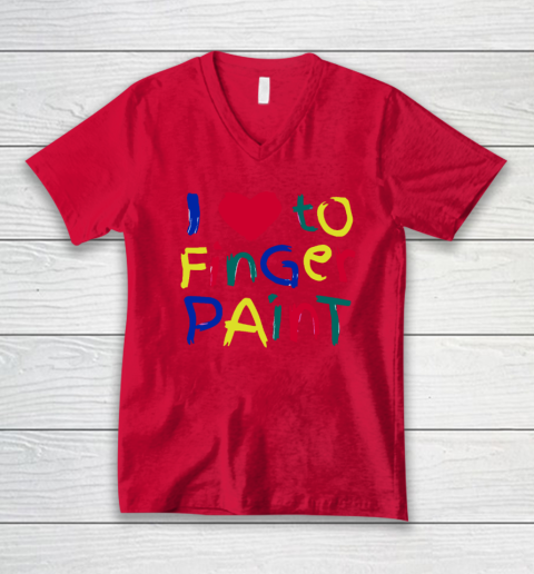 I Heart Love To Finger Paint I'm Paint Cute Couple Valentine V-Neck T-Shirt 3