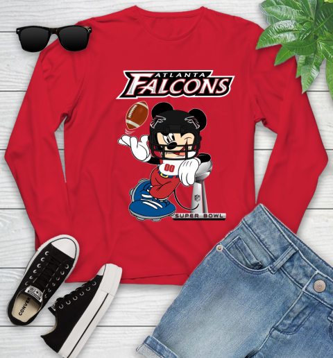 NFL Atlanta Falcons Mickey Mouse Disney Super Bowl Football T Shirt Youth Long Sleeve 11