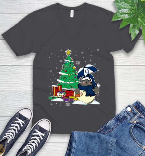 Indianapolis Colts NFL Football Cute Tonari No Totoro Christmas Sports V-Neck T-Shirt 4