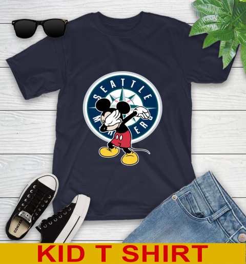 Seattle Mariners MLB Baseball Dabbing Mickey Disney Sports Youth T-Shirt 3