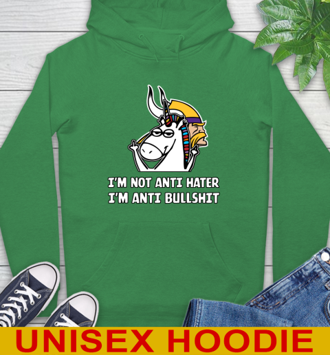Minnesota Vikings NFL Football Unicorn I'm Not Anti Hater I'm Anti Bullshit Hoodie 8